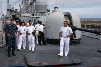 Ecuadorian Navy Officers Visit USS Thach During Southern Seas 2011