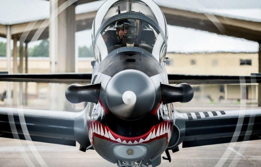 Colombian Air Force Captain Juan Monsalve, A-29B Super Tucano pilot, prepares for take-off during Exercise Green Flag East at Barksdale Air Force Base, La., on August 17th, 2016. The Super Tucano is the Colombian Air Force’s most effective aircraft currently in operation, providing air support to its military forces on day-to-day operations. (U.S. Air Force photo / Senior Airman Mozer O. Da Cunha) 
