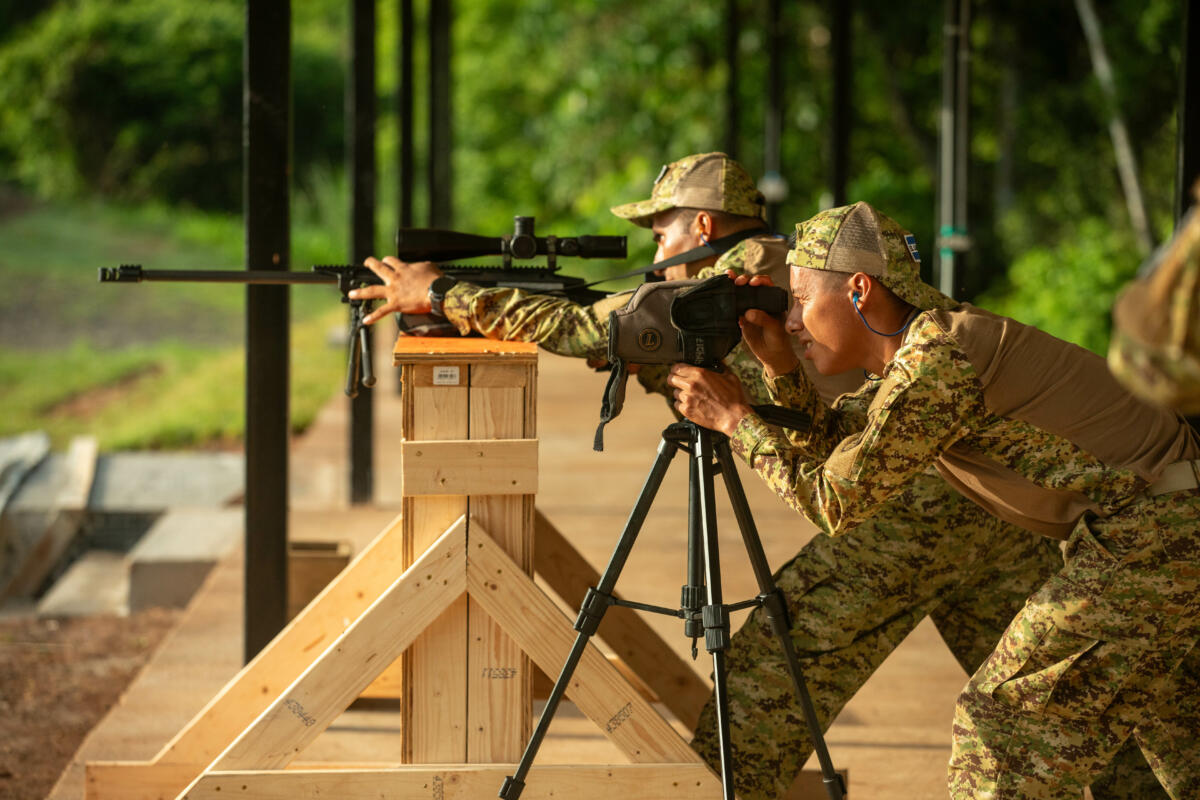 Team El Salvador looks down range at their targets during FC24 Skills and Shooting Tests in Cerro Tigre, Panama, May 17, 2024. (Photo: U.S. Army National Guard Sergeant Olivia Lauer)