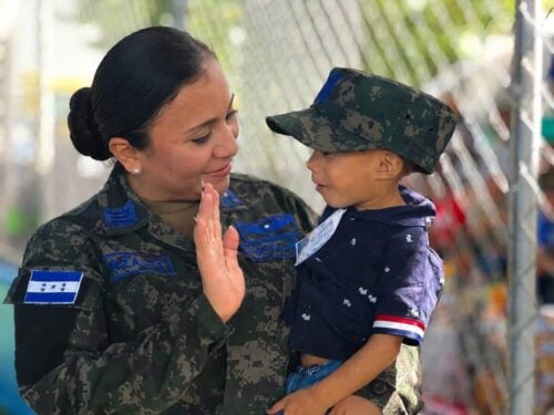 U.S. Army soldiers assigned to Joint Task Force Bravo (JTF-B) joined cadets from the Honduran Military Aviation Academy for a community outreach event at Nazareth Orphanage in Villa de San Antonio, Comayagua, July 25, 2026. Through games, music, shared meals, and donations, the volunteers spent the day supporting the children while reinforcing the enduring partnership between the United States and Honduras through service to the local community. (Photos: Honduran Military Aviation Academy)