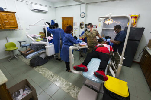 U.S. Air Force Reserve and partner nation dental teams treat patients at Stubbs Polyclinic, Stubbs, during the LAMAT mission in St. Vincent and the Grenadines, March 3, 2024. (Photo: U.S. Air Force Technical Sergeant Rachel Maxwell)