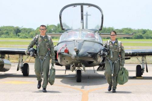 Capt. Arias, flight instructor for the A-37B aircraft, expects more female pilots to decide to take the preparatory courses.